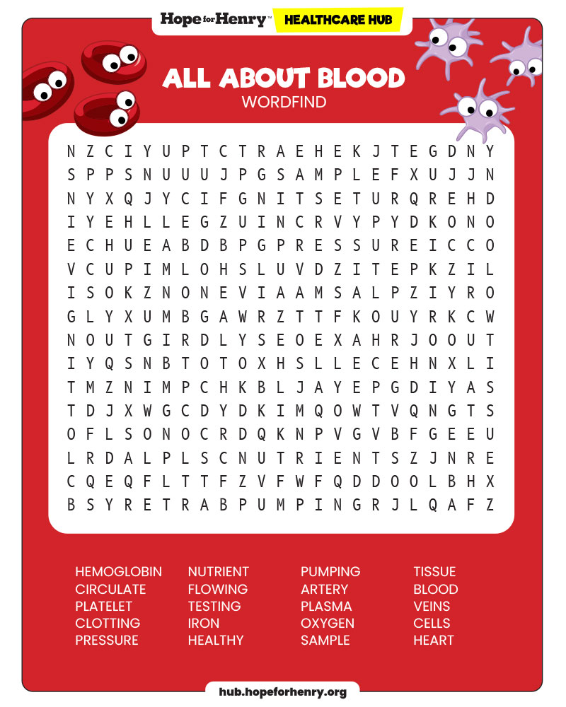 All About Blood Wordfind